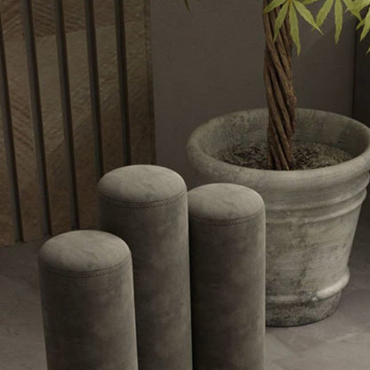 Modern Luxury Cylinder Solid Wood Velvet Iron Vanity Stool Backrest For Bedroom