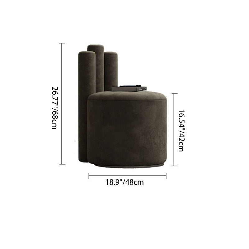 Modern Luxury Cylinder Solid Wood Velvet Iron Vanity Stool Backrest For Bedroom