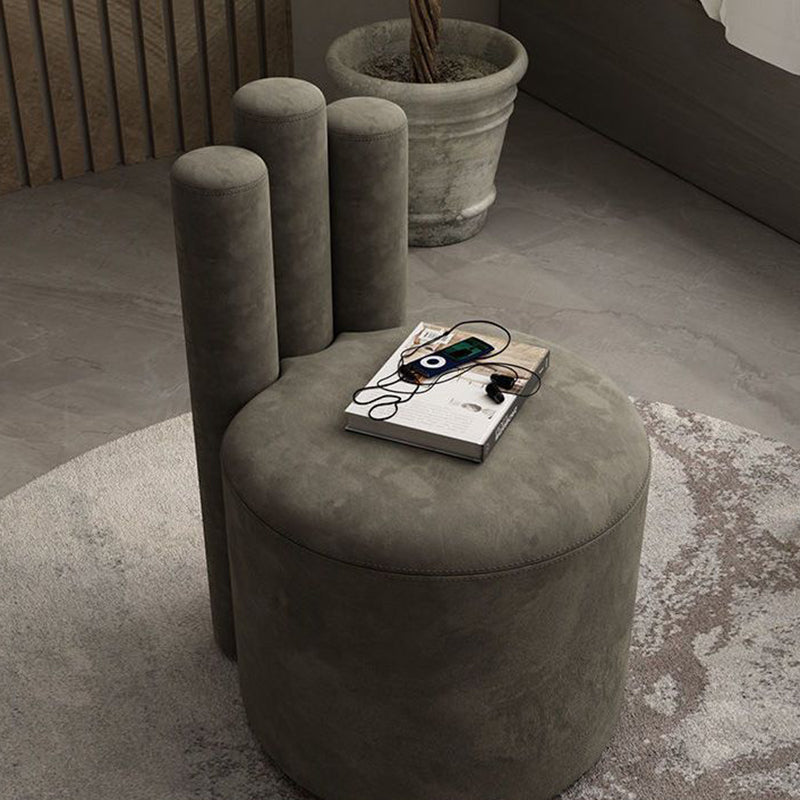 Modern Luxury Cylinder Solid Wood Velvet Iron Vanity Stool Backrest For Bedroom