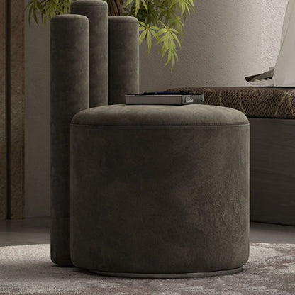 Modern Luxury Cylinder Solid Wood Velvet Iron Vanity Stool Backrest For Bedroom