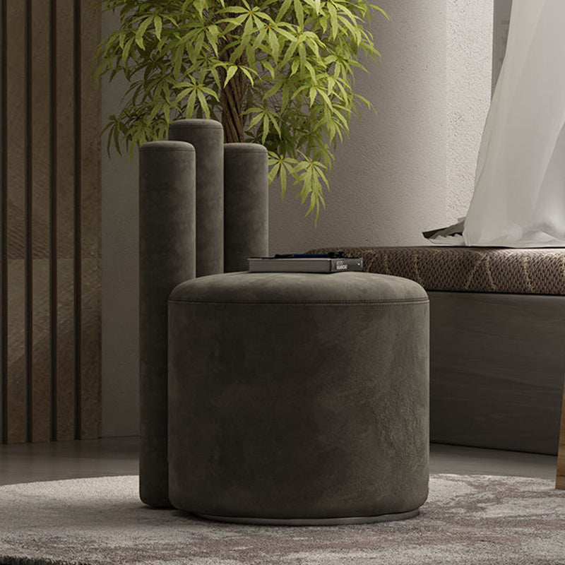 Modern Luxury Cylinder Solid Wood Velvet Iron Vanity Stool Backrest For Bedroom