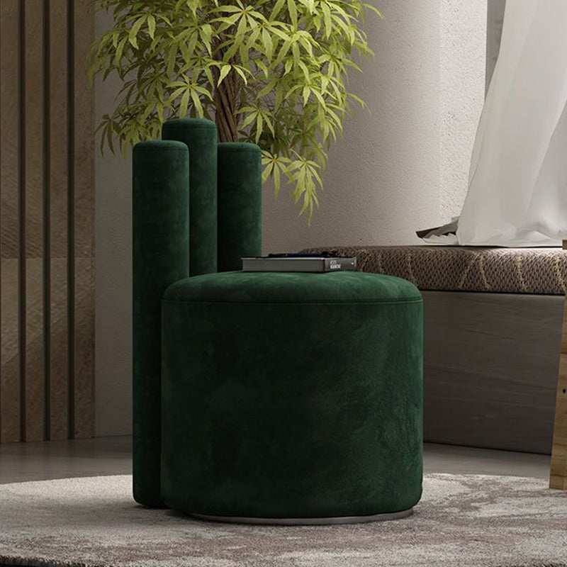 Modern Luxury Cylinder Solid Wood Velvet Iron Vanity Stool Backrest For Bedroom