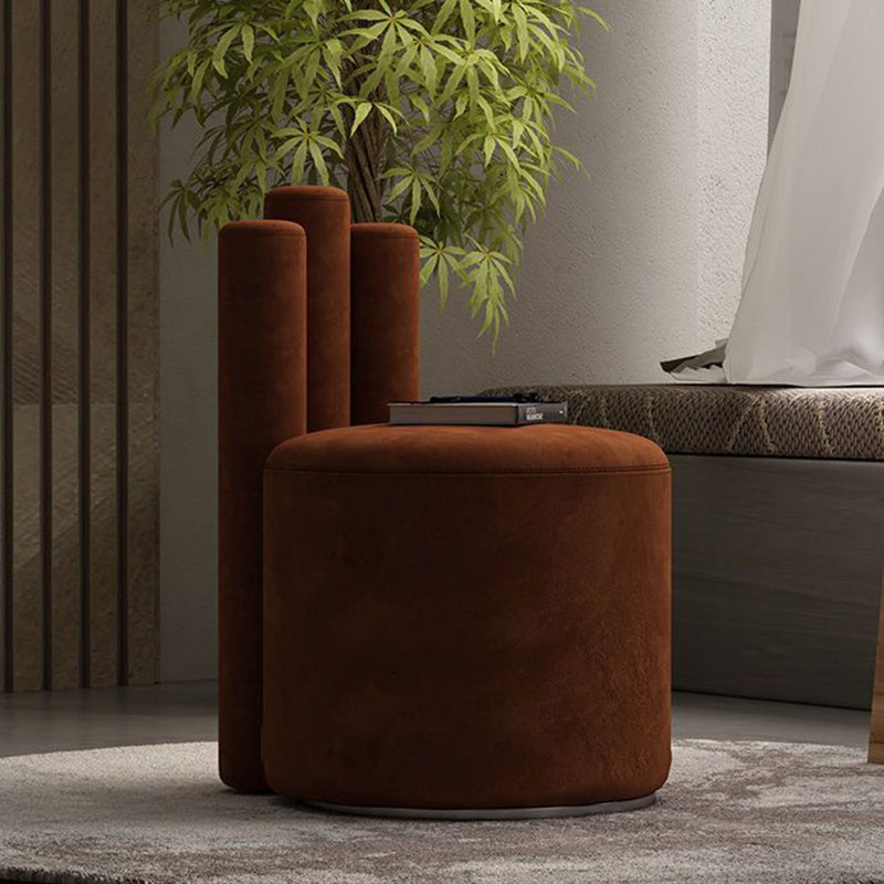 Modern Luxury Cylinder Solid Wood Velvet Iron Vanity Stool Backrest For Bedroom
