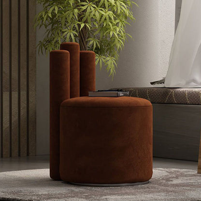 Modern Luxury Cylinder Solid Wood Velvet Iron Vanity Stool Backrest For Bedroom