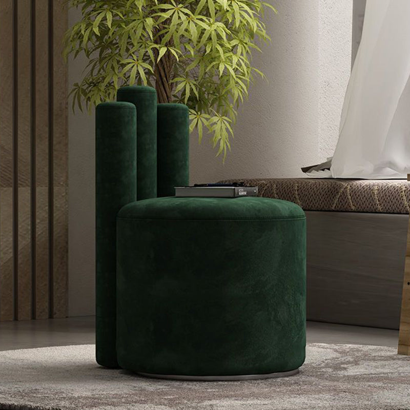 Modern Luxury Cylinder Solid Wood Velvet Iron Vanity Stool Backrest For Bedroom