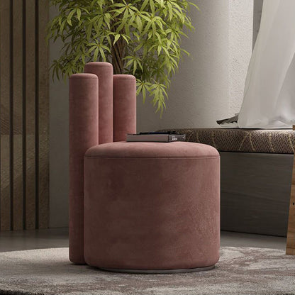 Modern Luxury Cylinder Solid Wood Velvet Iron Vanity Stool Backrest For Bedroom