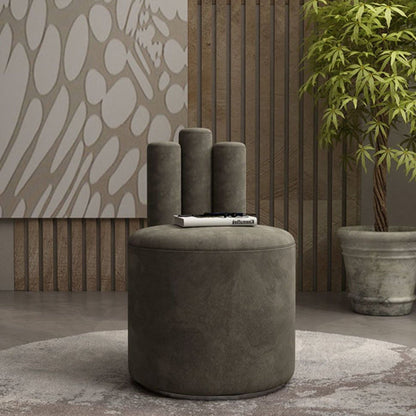 Modern Luxury Cylinder Solid Wood Velvet Iron Vanity Stool Backrest For Bedroom