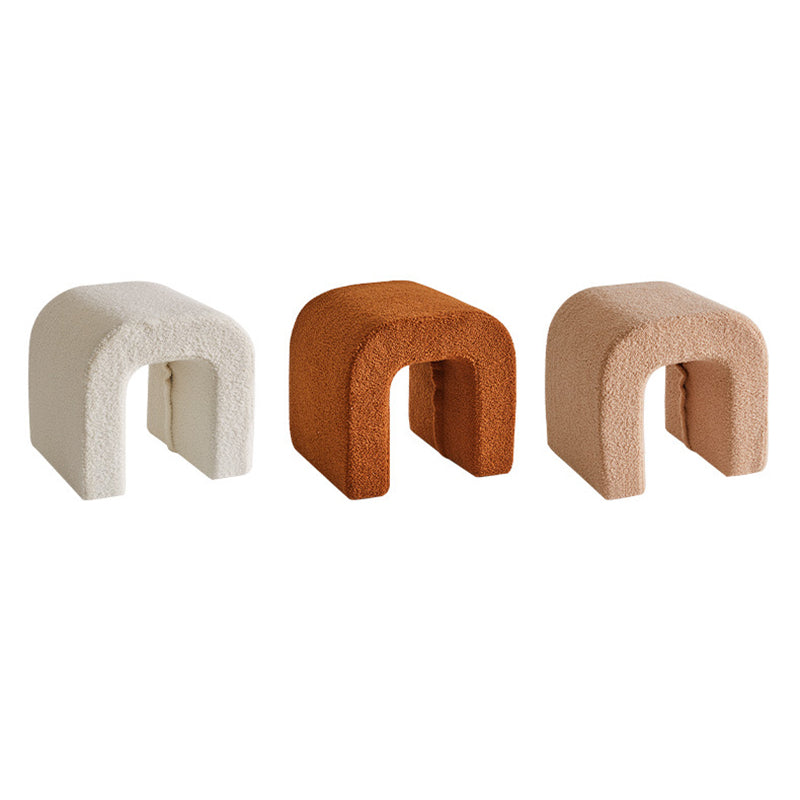 Contemporary Creative U-Shape Lambswool Solid Wood Vanity Stool For Bedroom