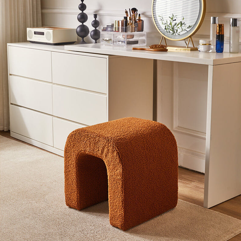 Contemporary Creative U-Shape Lambswool Solid Wood Vanity Stool For Bedroom