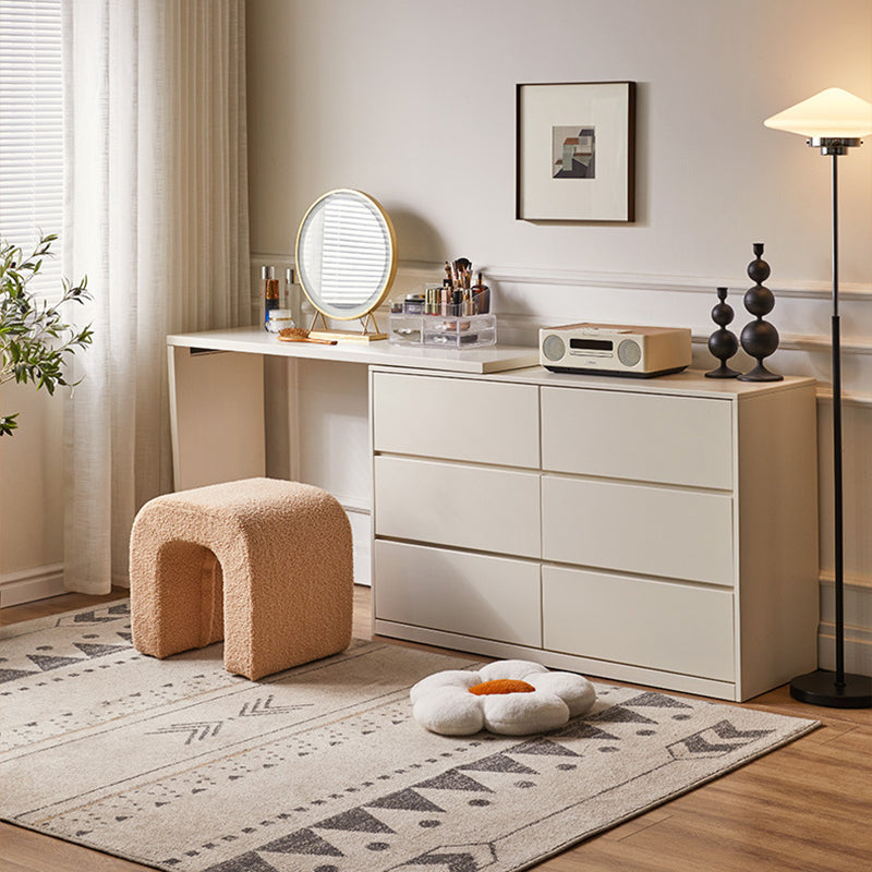 Contemporary Creative U-Shape Lambswool Solid Wood Vanity Stool For Bedroom