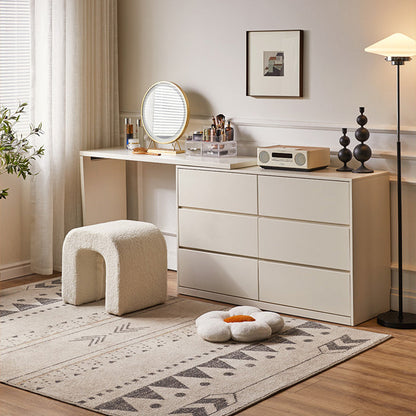 Contemporary Creative U-Shape Lambswool Solid Wood Vanity Stool For Bedroom