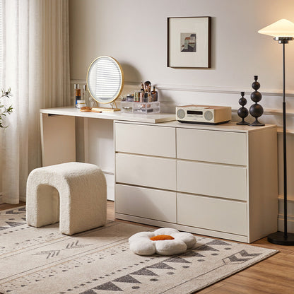 Contemporary Creative U-Shape Lambswool Solid Wood Vanity Stool For Bedroom