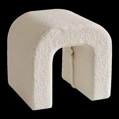 Contemporary Creative U-Shape Lambswool Solid Wood Vanity Stool For Bedroom