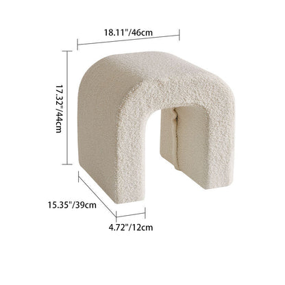 Contemporary Creative U-Shape Lambswool Solid Wood Vanity Stool For Bedroom