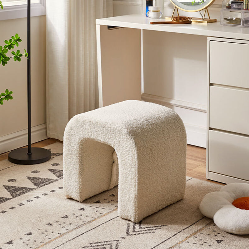 Contemporary Creative U-Shape Lambswool Solid Wood Vanity Stool For Bedroom