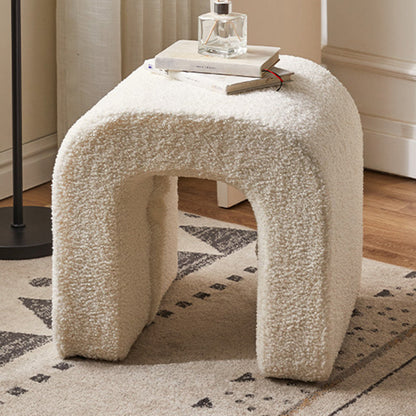 Contemporary Creative U-Shape Lambswool Solid Wood Vanity Stool For Bedroom