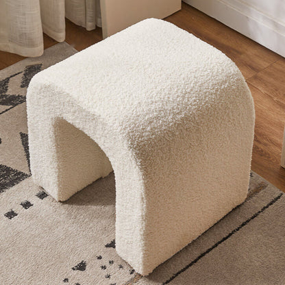 Contemporary Creative U-Shape Lambswool Solid Wood Vanity Stool For Bedroom