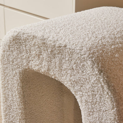 Contemporary Creative U-Shape Lambswool Solid Wood Vanity Stool For Bedroom