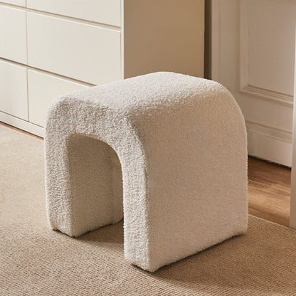 Contemporary Creative U-Shape Lambswool Solid Wood Vanity Stool For Bedroom