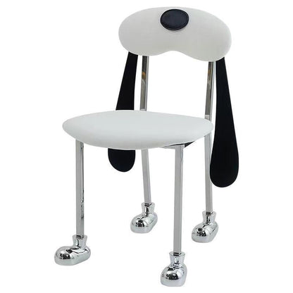 Modern Eclectic Dog Square Napa Leather Stainless Steel Dining Chair Backrest For Dining Room
