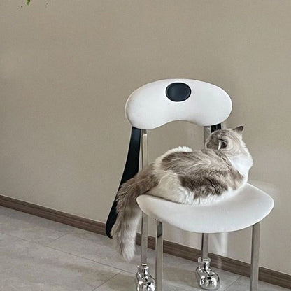 Modern Eclectic Dog Square Napa Leather Stainless Steel Dining Chair Backrest For Dining Room