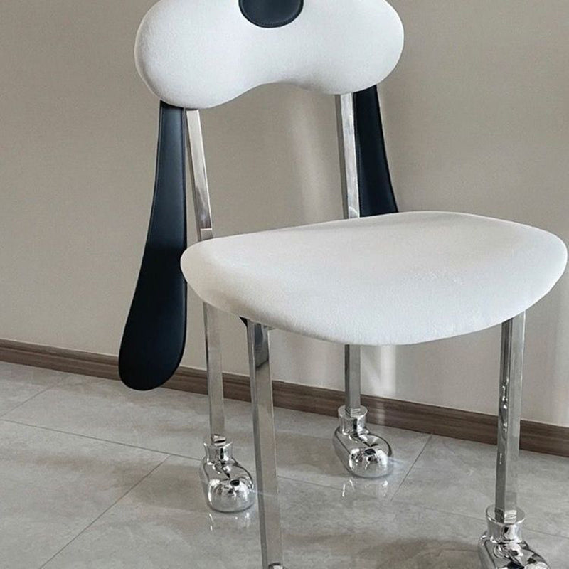 Modern Eclectic Dog Square Napa Leather Stainless Steel Dining Chair Backrest For Dining Room