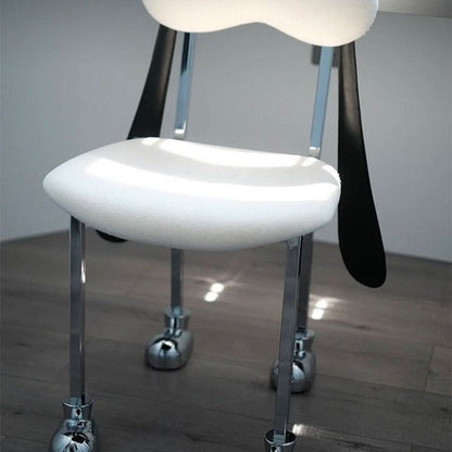 Modern Eclectic Dog Square Napa Leather Stainless Steel Dining Chair Backrest For Dining Room