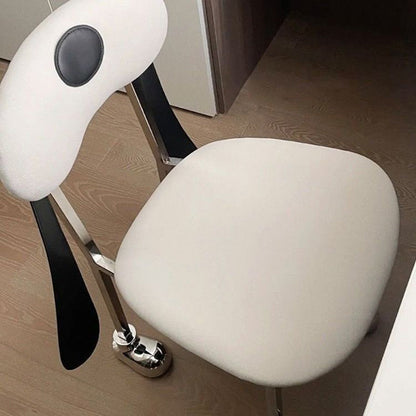 Modern Eclectic Dog Square Napa Leather Stainless Steel Dining Chair Backrest For Dining Room