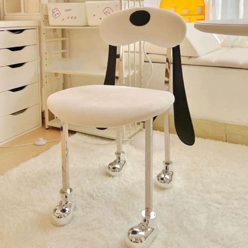 Modern Eclectic Dog Square Napa Leather Stainless Steel Dining Chair Backrest For Dining Room