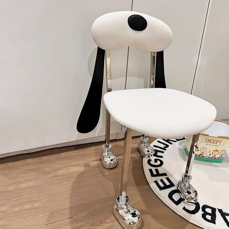 Modern Eclectic Dog Square Napa Leather Stainless Steel Dining Chair Backrest For Dining Room