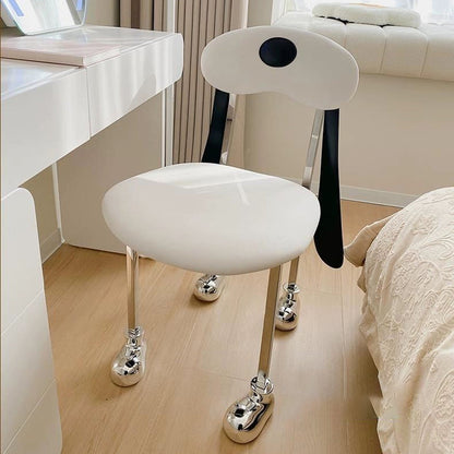 Modern Eclectic Dog Square Napa Leather Stainless Steel Dining Chair Backrest For Dining Room