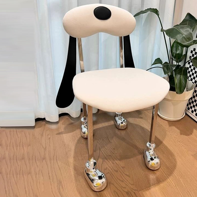 Modern Eclectic Dog Square Napa Leather Stainless Steel Dining Chair Backrest For Dining Room