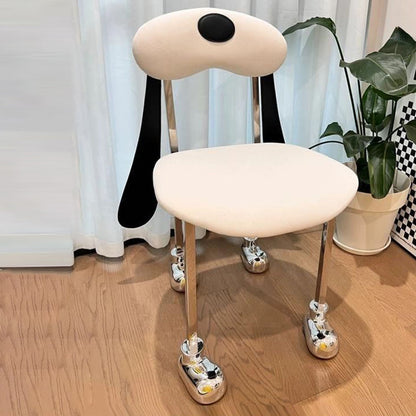 Modern Eclectic Dog Square Napa Leather Stainless Steel Dining Chair Backrest For Dining Room