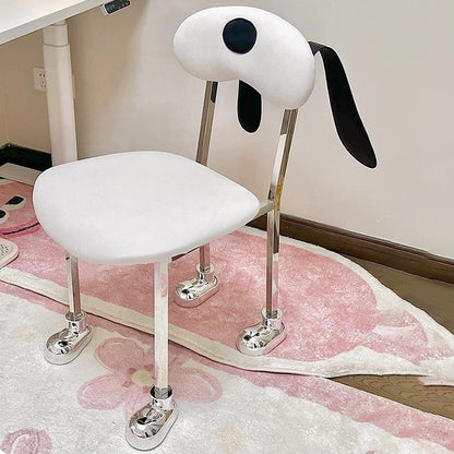 Modern Eclectic Dog Square Napa Leather Stainless Steel Dining Chair Backrest For Dining Room