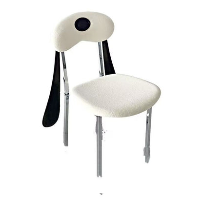 Modern Eclectic Dog Square Napa Leather Stainless Steel Dining Chair Backrest For Dining Room