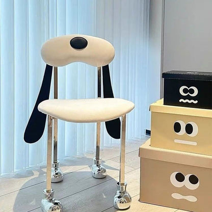 Modern Eclectic Dog Square Napa Leather Stainless Steel Dining Chair Backrest For Dining Room