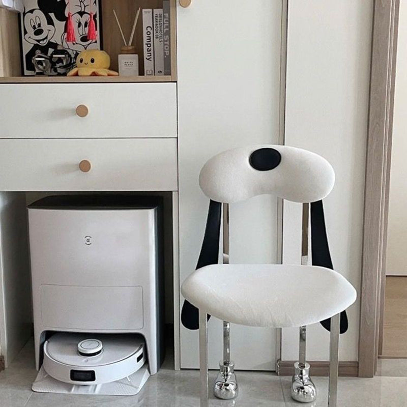 Modern Eclectic Dog Square Napa Leather Stainless Steel Dining Chair Backrest For Dining Room