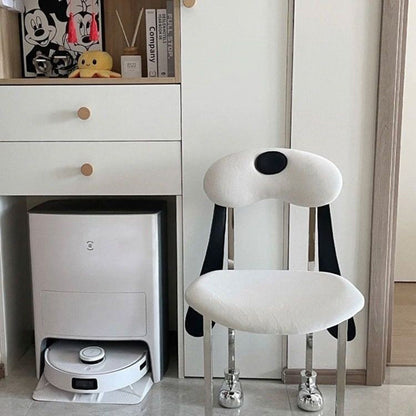 Modern Eclectic Dog Square Napa Leather Stainless Steel Dining Chair Backrest For Dining Room