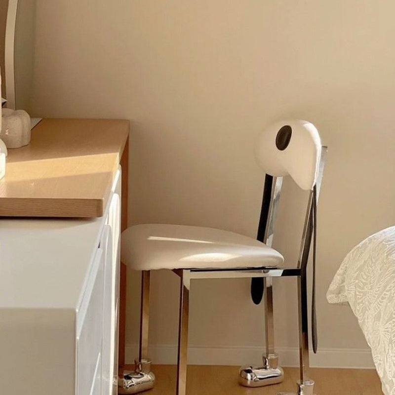 Modern Eclectic Dog Square Napa Leather Stainless Steel Dining Chair Backrest For Dining Room