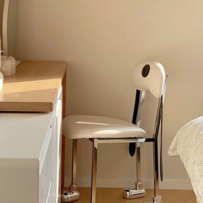 Modern Eclectic Dog Square Napa Leather Stainless Steel Dining Chair Backrest For Dining Room