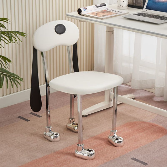 Modern Eclectic Dog Square Napa Leather Stainless Steel Dining Chair Backrest For Dining Room