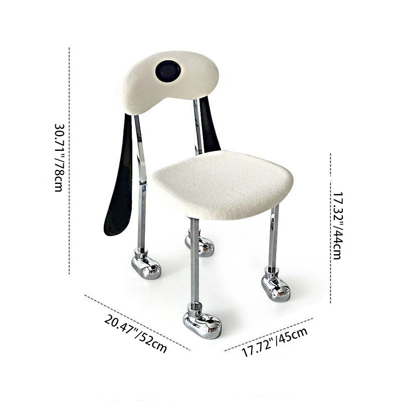 Modern Eclectic Dog Square Napa Leather Stainless Steel Dining Chair Backrest For Dining Room