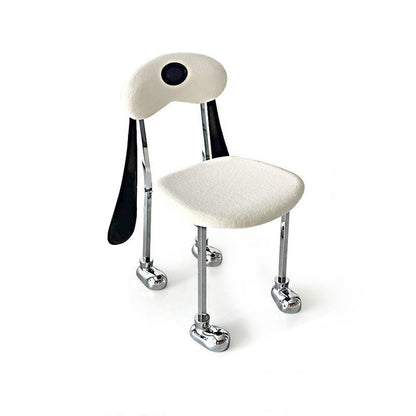 Modern Eclectic Dog Square Napa Leather Stainless Steel Dining Chair Backrest For Dining Room