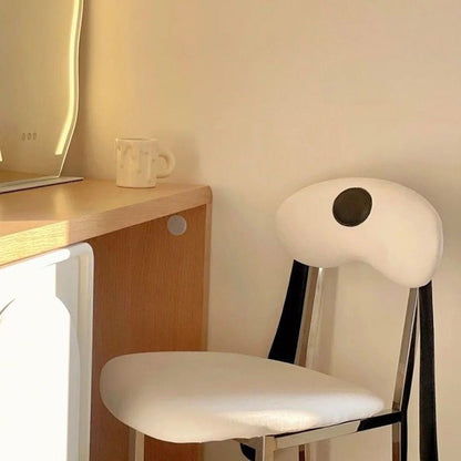 Modern Eclectic Dog Square Napa Leather Stainless Steel Dining Chair Backrest For Dining Room