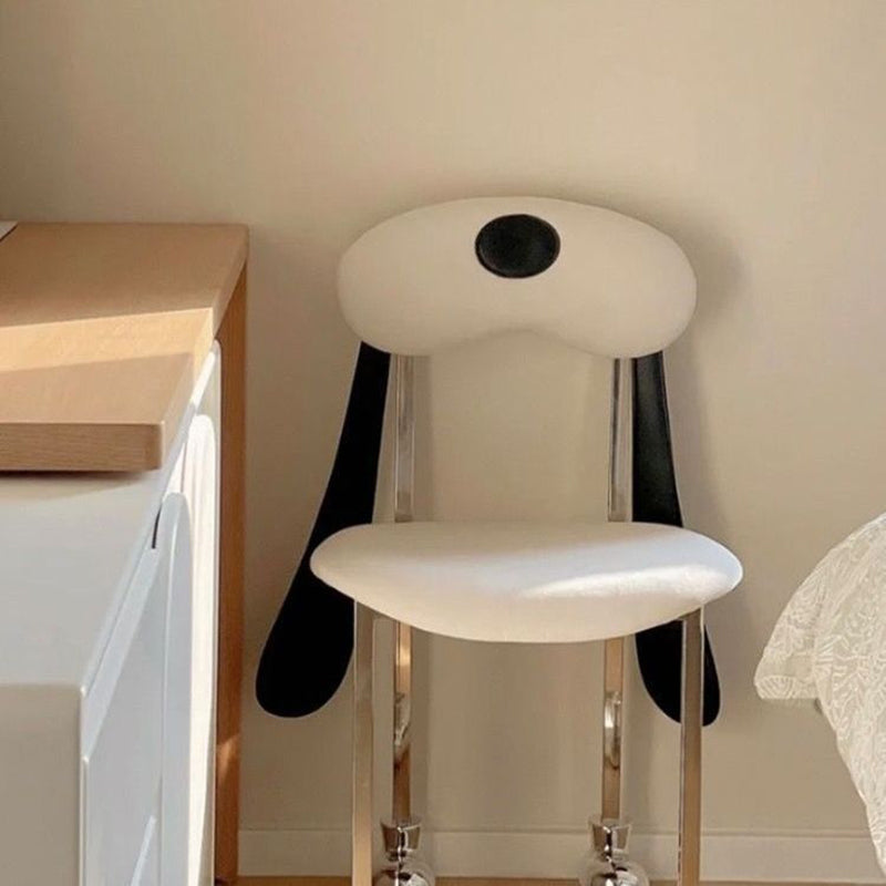 Modern Eclectic Dog Square Napa Leather Stainless Steel Dining Chair Backrest For Dining Room