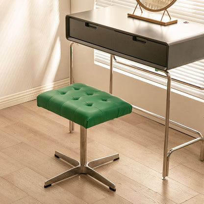 Traditional European Rectangular PU Leather Stainless Steel Aluminum Vanity Stool For Bedroom