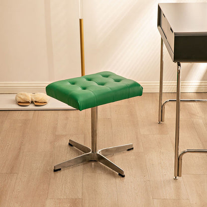 Traditional European Rectangular PU Leather Stainless Steel Aluminum Vanity Stool For Bedroom