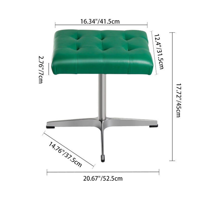 Traditional European Rectangular PU Leather Stainless Steel Aluminum Vanity Stool For Bedroom