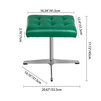 Traditional European Rectangular PU Leather Stainless Steel Aluminum Vanity Stool For Bedroom