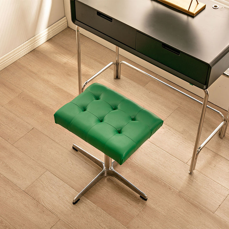 Traditional European Rectangular PU Leather Stainless Steel Aluminum Vanity Stool For Bedroom